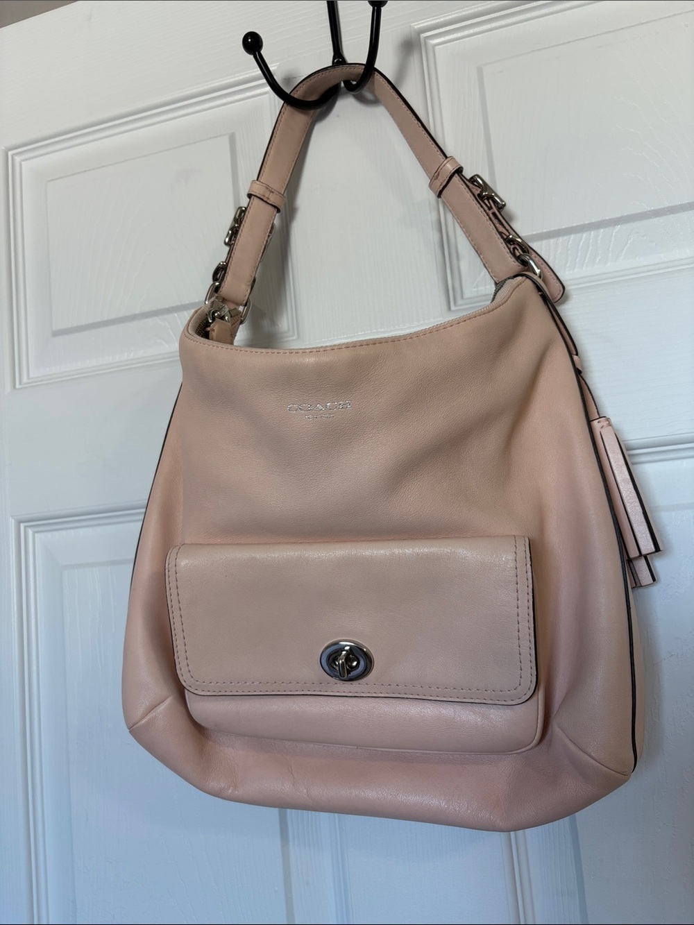 Coach Soft Pebbled Leather Shoulder Bag in Blush Pink